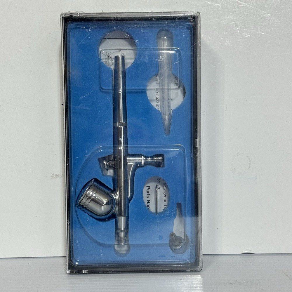 Airbrush Spray Gun Kit w/ Metal Airbrush & Braided Air Hose Blue/Black